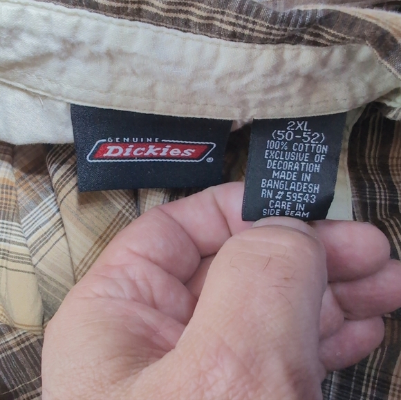 Dickies Brown and Yellow Sz 2XL Casual Button Down Shirt - Picture 5 of 5